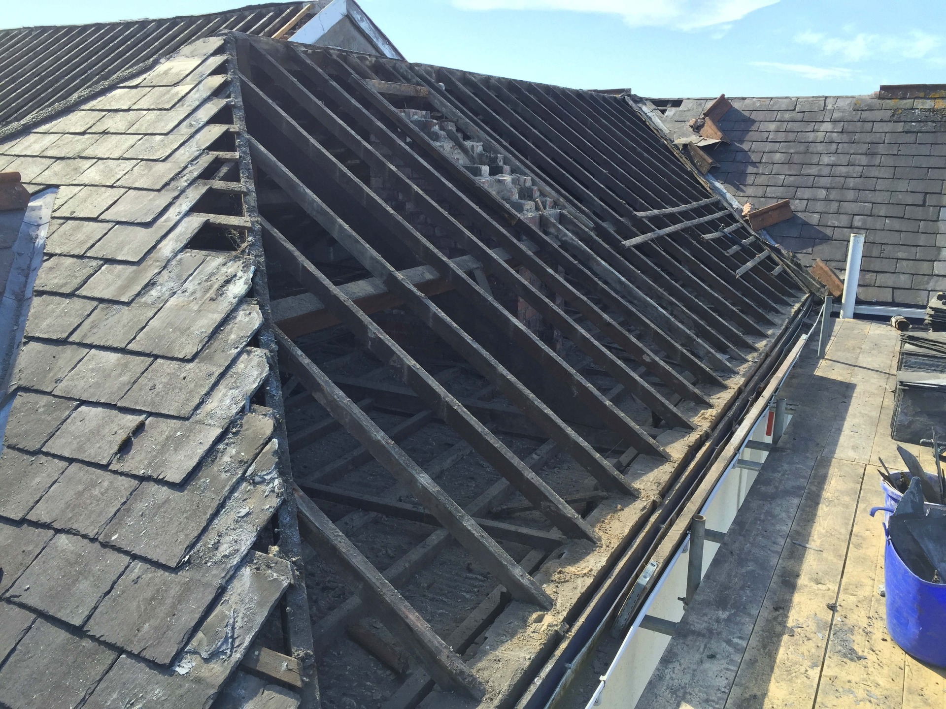 North Devon roof was stripped in sections to ensure we could keep the building dry in case of showers.