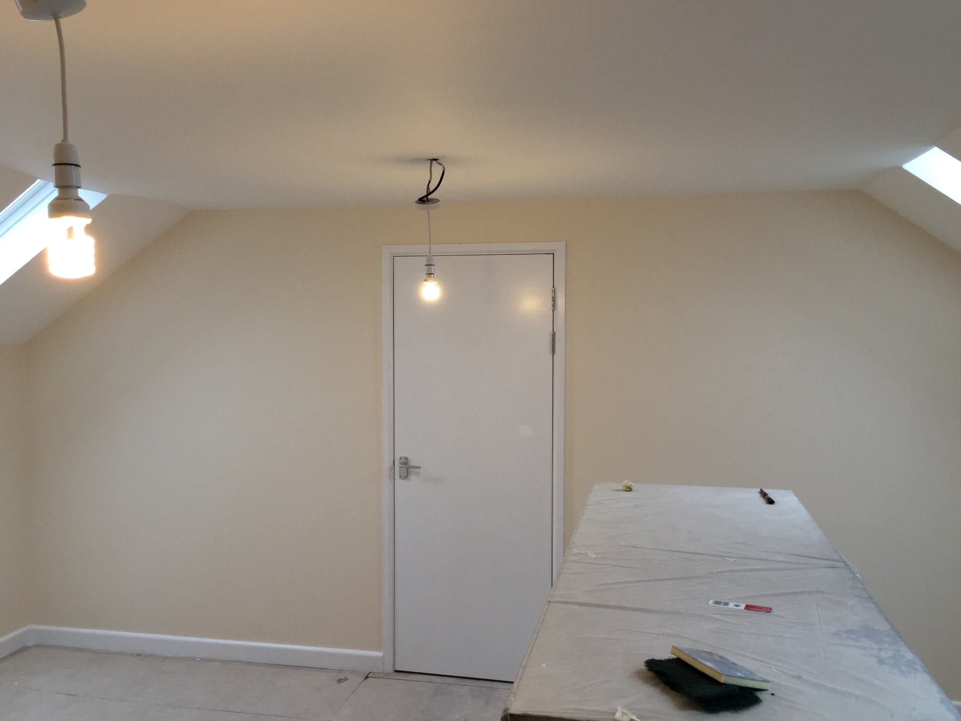 Skirtings and architraves were installed. Ready for the decorations, all wood work received Knotting, primer, undercoat and a full coat of gloss. Walls had a primer and two coats of emulsion in North Devon