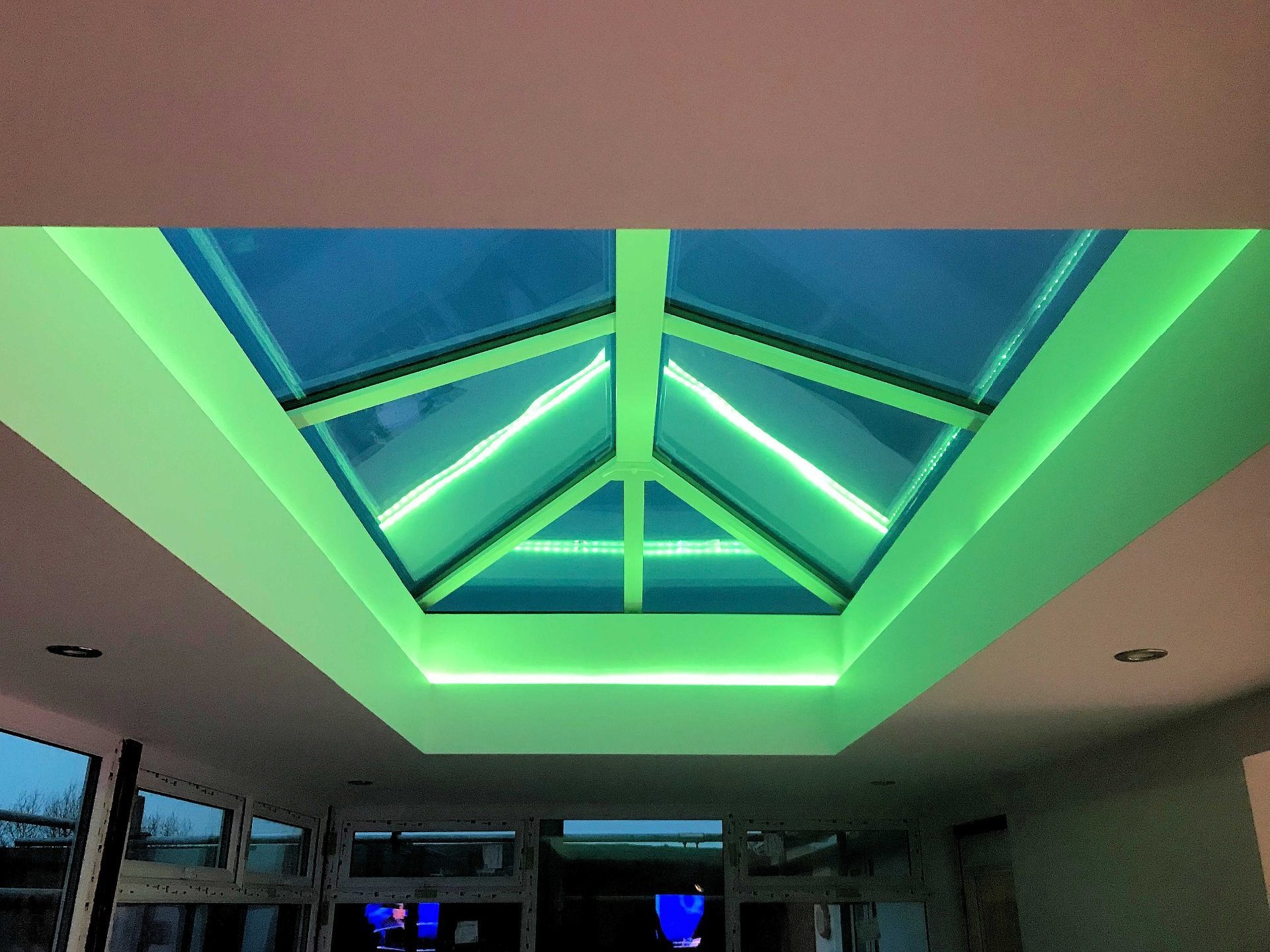 Atmospheric ambient led interior room lighting system for sunroom in North Devon