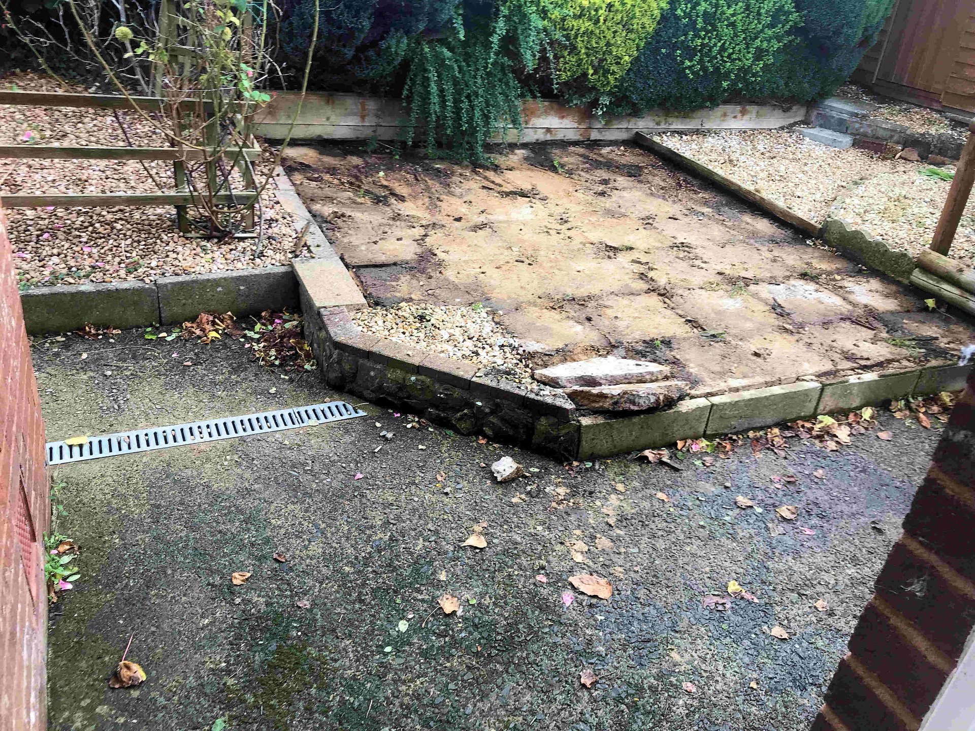 Uplift and removal of the old uneven patio slabs North Devon