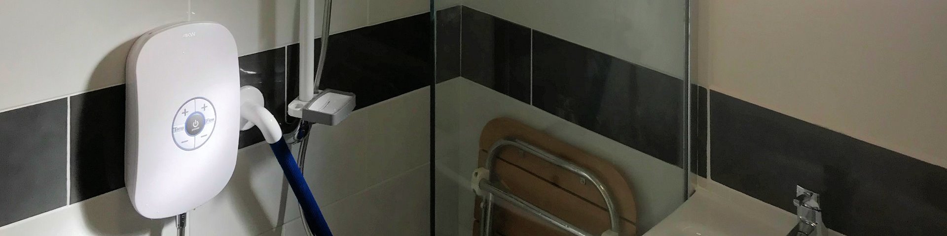 Level access shower with vision aids, Barnstaple North Devon