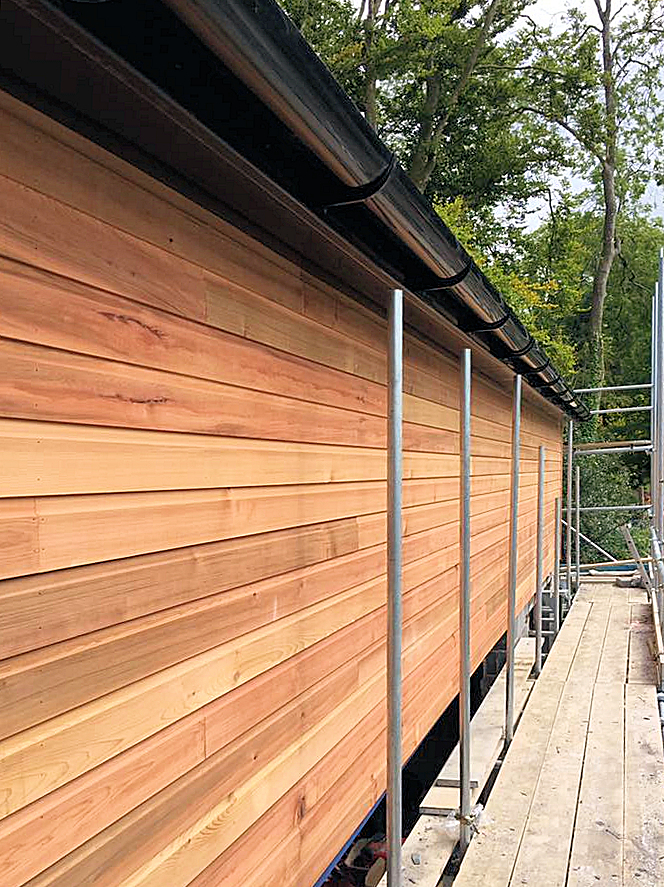 Harwood timber exterior horizontal cladding using cedar,  installation North Devon