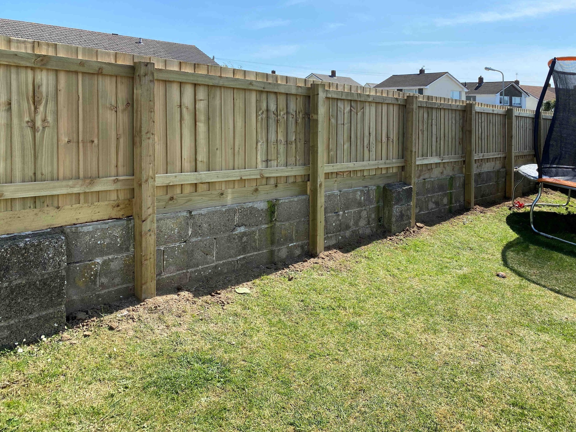 New feather edged garden fence competed in Barnstaple North Devon